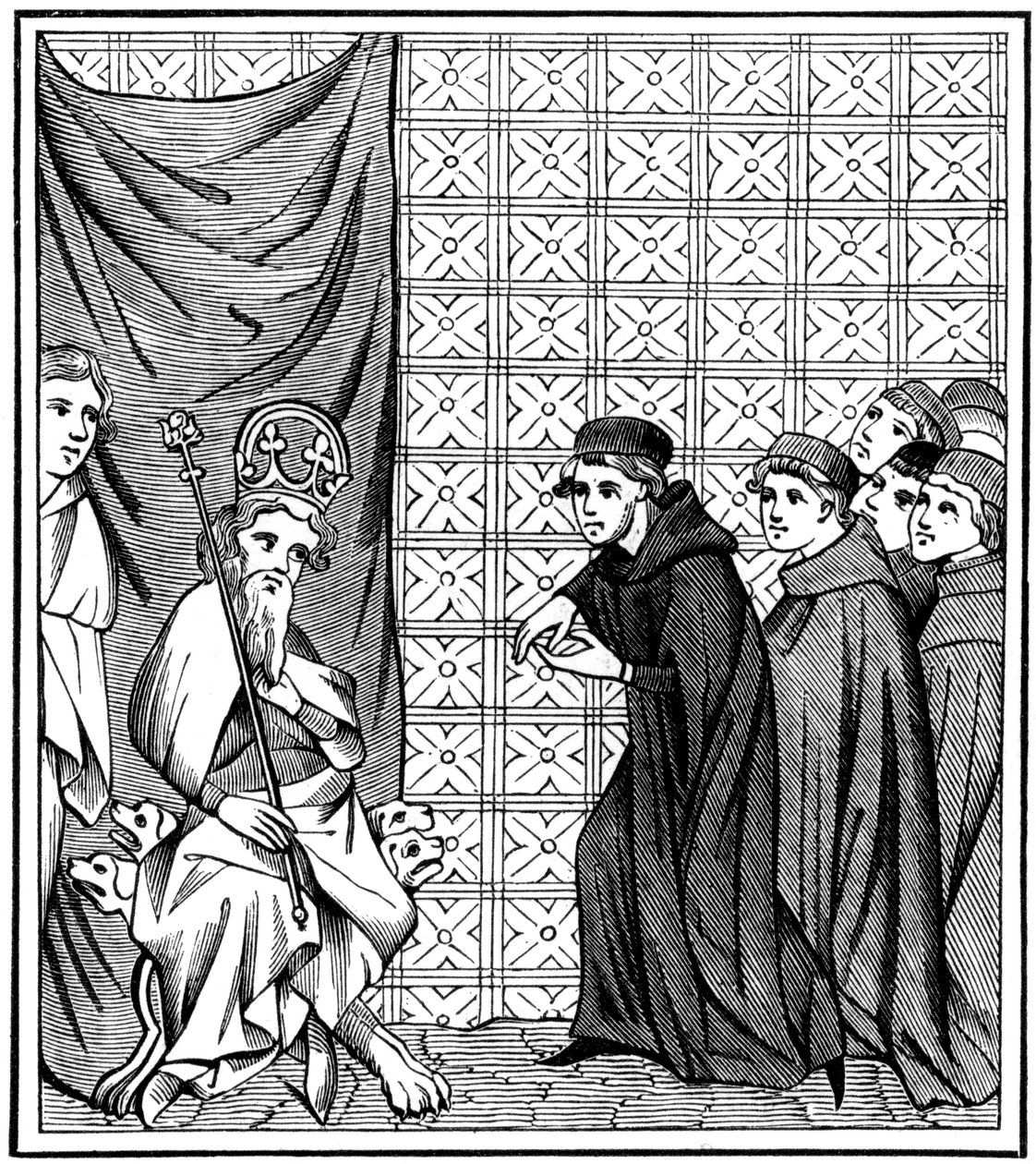 Gelehrte der Universität Paris halten eine Rede vor Kaiser Karl IV., 1316-1378, im Jahr 1377, 1849 von Unbekannt