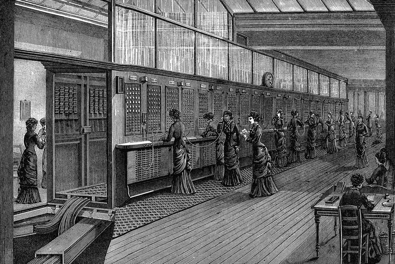 Telefonistinnen im Zentralen Telefonamt, Paris, 1890 von Unbekannt