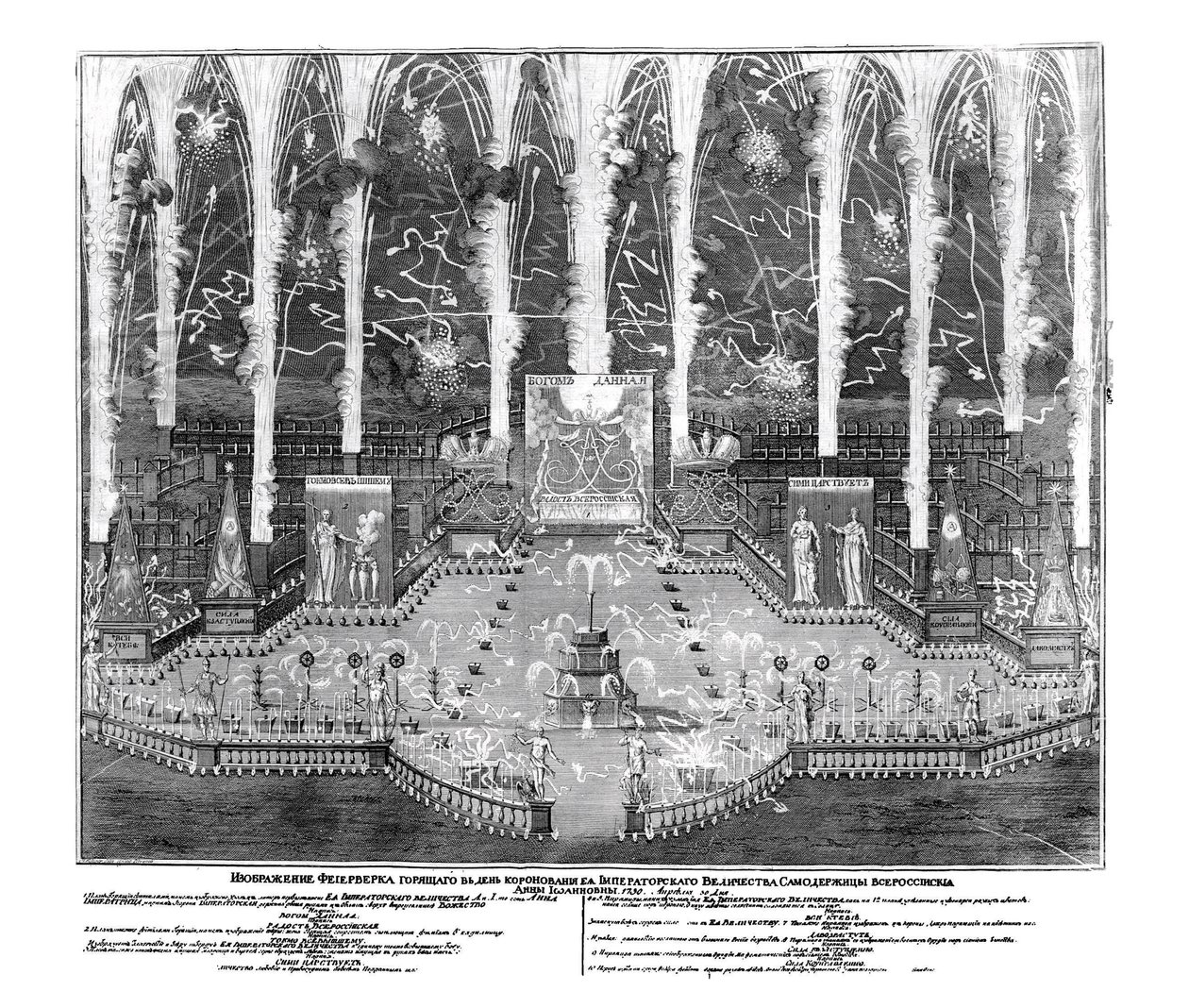 Feuerwerk anlässlich der Krönung von Anna Ioannovna am 30. April 1730, 1730 von Unbekannt