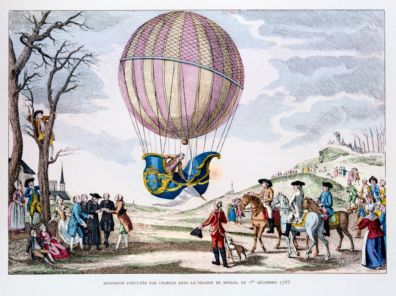 Erster bemannter Flug in einem Wasserstoffballon, Frankreich, 1. Dezember 1783, 1887 von Unbekannt