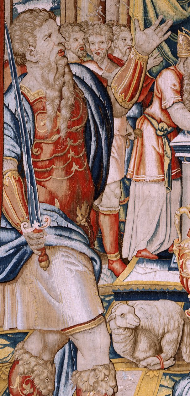 Flämischer Wandteppich. Serie Die Geschichte von Hannibal. Hannibals Eid. Erster Wandteppich der Serie. Kartons anonymer Meister der Niederlande. Herstellung Brüsseler Werkstätten. Ca. 1570. Stoff Wolle und Seide von Unbekannt