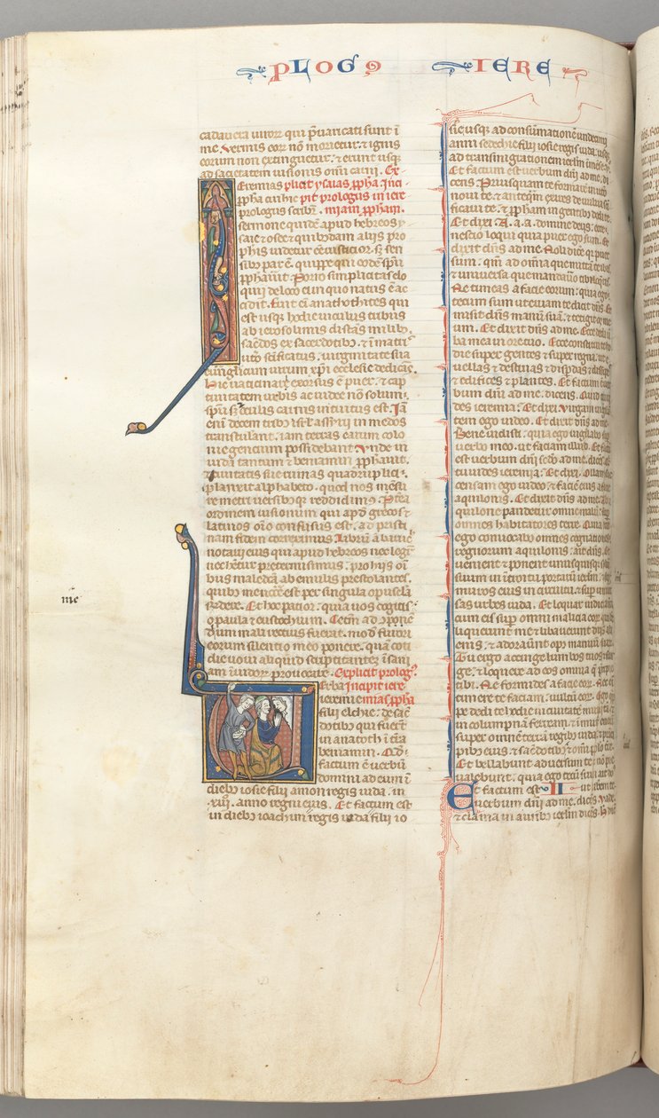 Fol. 292v, Jeremia, historisierte Initiale V, die Steinigung Jeremias, ca. 1275-1300 von Unbekannt