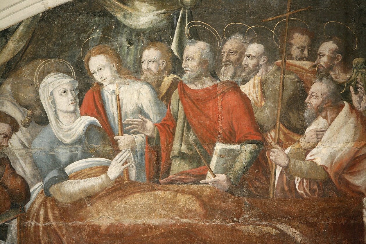 Abtei Fontevraud, Kapitelsaal: Tod Marias (Detail) gemalt von Thomas Pot um 1563, Fontevraud, Frankreich von Unbekannt