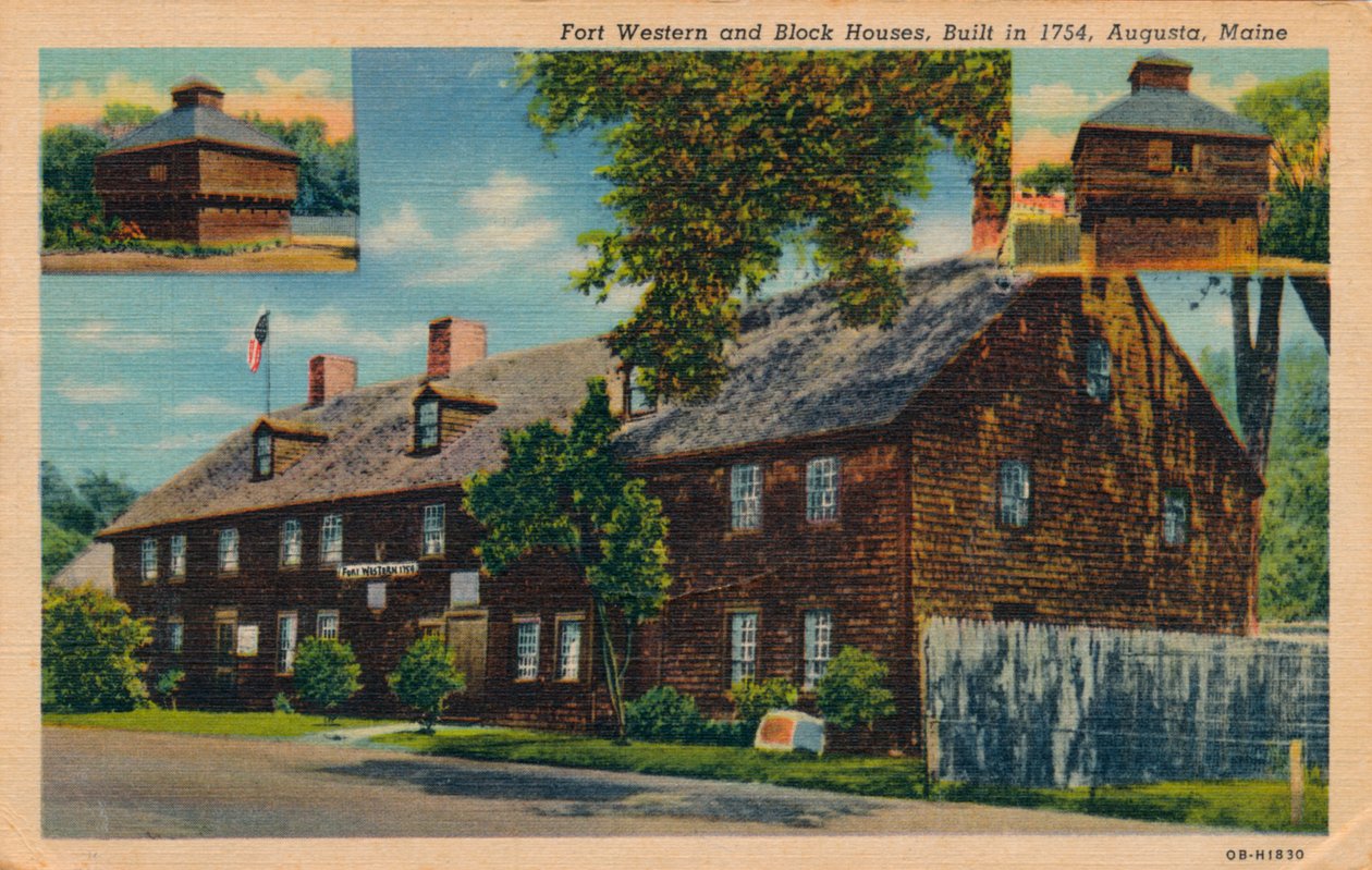 Fort Western und Blockhäuser, Augusta, Maine, 1920er Jahre von Unbekannt