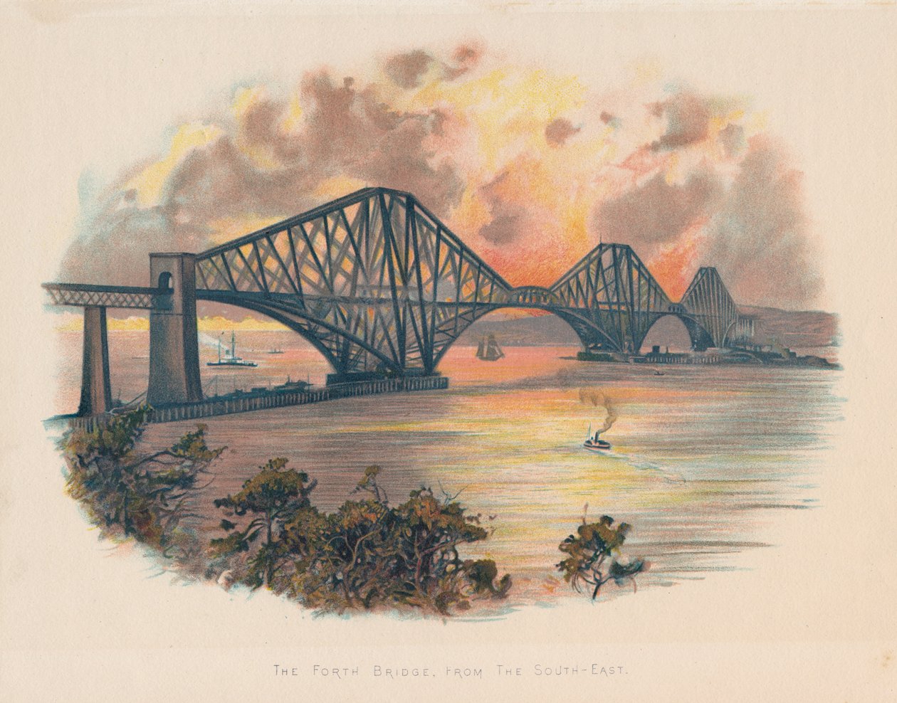 Forth Railway Bridge von Südosten, Schottland, um 1895 von Unbekannt
