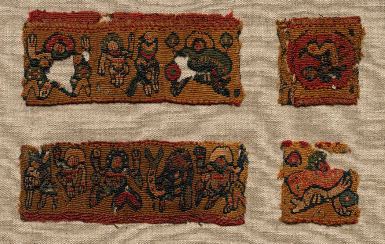 Vier Fragmente des Gammadion-Randes einer Tunika, 400-600 von Unbekannt