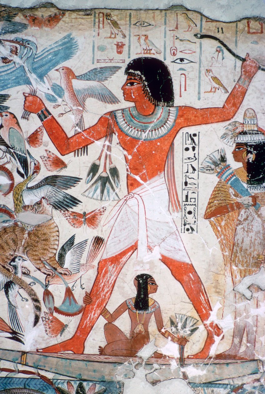 Vogeljagd in den Sümpfen: Wandmalerei aus dem Grab von Nebamun, Theben, Ägypten, ca. 1350 v. Chr. von Unbekannt
