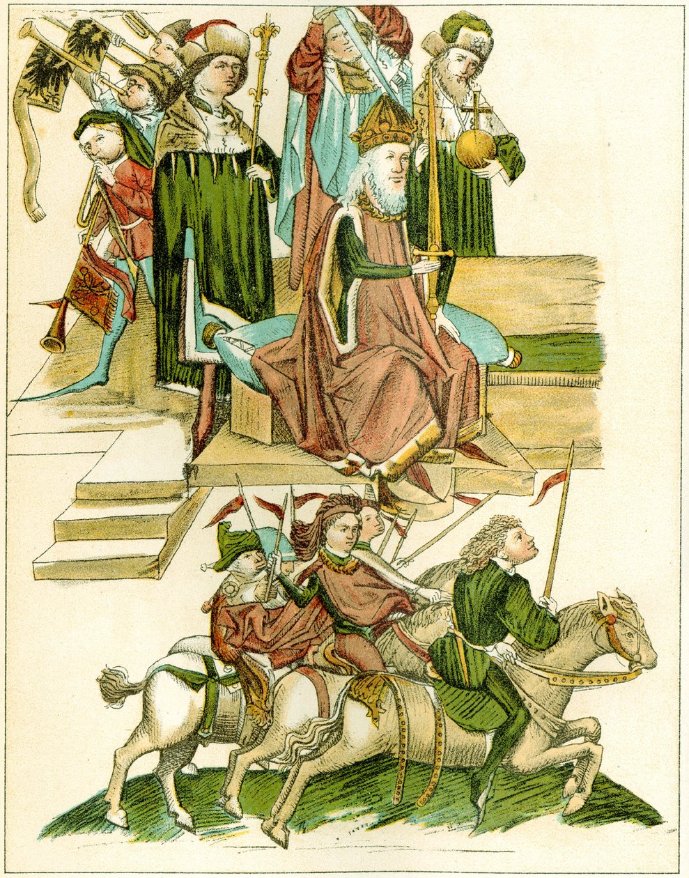 Friedrich I. erhält Brandenburg Kopie einer Illustration aus der Richentals illustrierten Chronik, ca. 1440 von Unbekannt