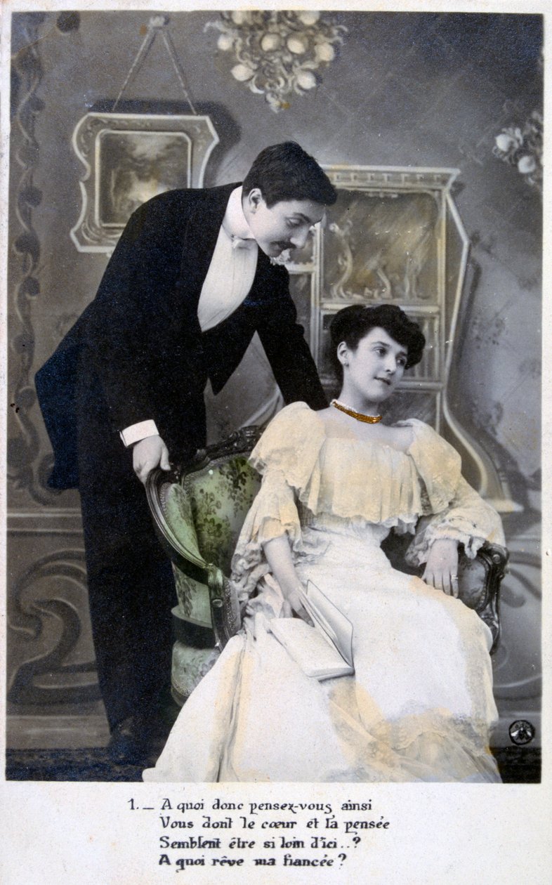 Französische romantische Postkarte, um 1900 von Unbekannt