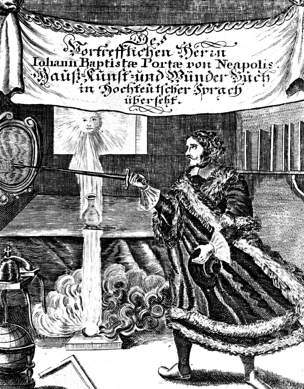 Frontispiz von Magia Naturalis von Johannes Baptista della Porta, 1715 von Unbekannt