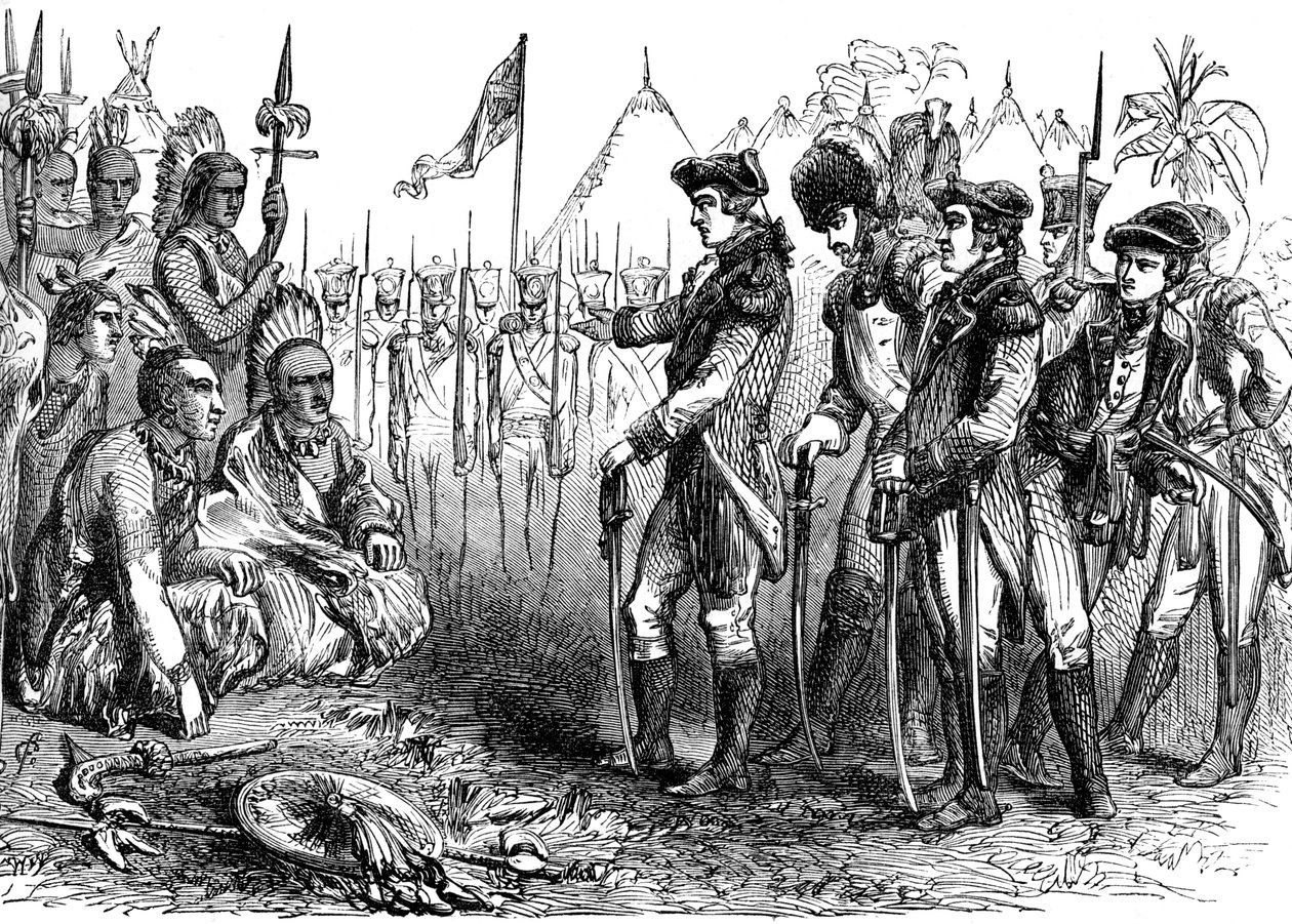 General Burgoyne spricht zu den Indianern von Unbekannt