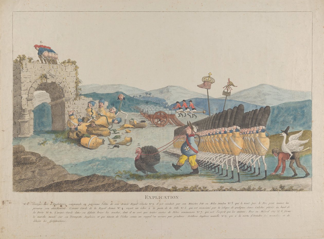 George III führt eine Armee von Krügen, 1794 von Unbekannt