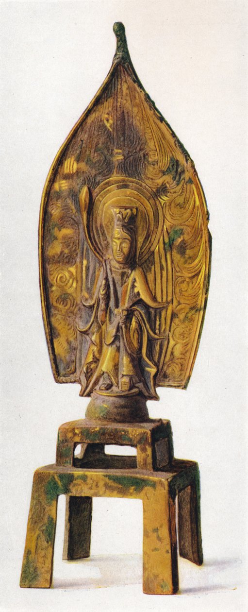 Vergoldete Bronzefigur von Kuan-Yin, 334 n. Chr., 1936 von Unbekannt