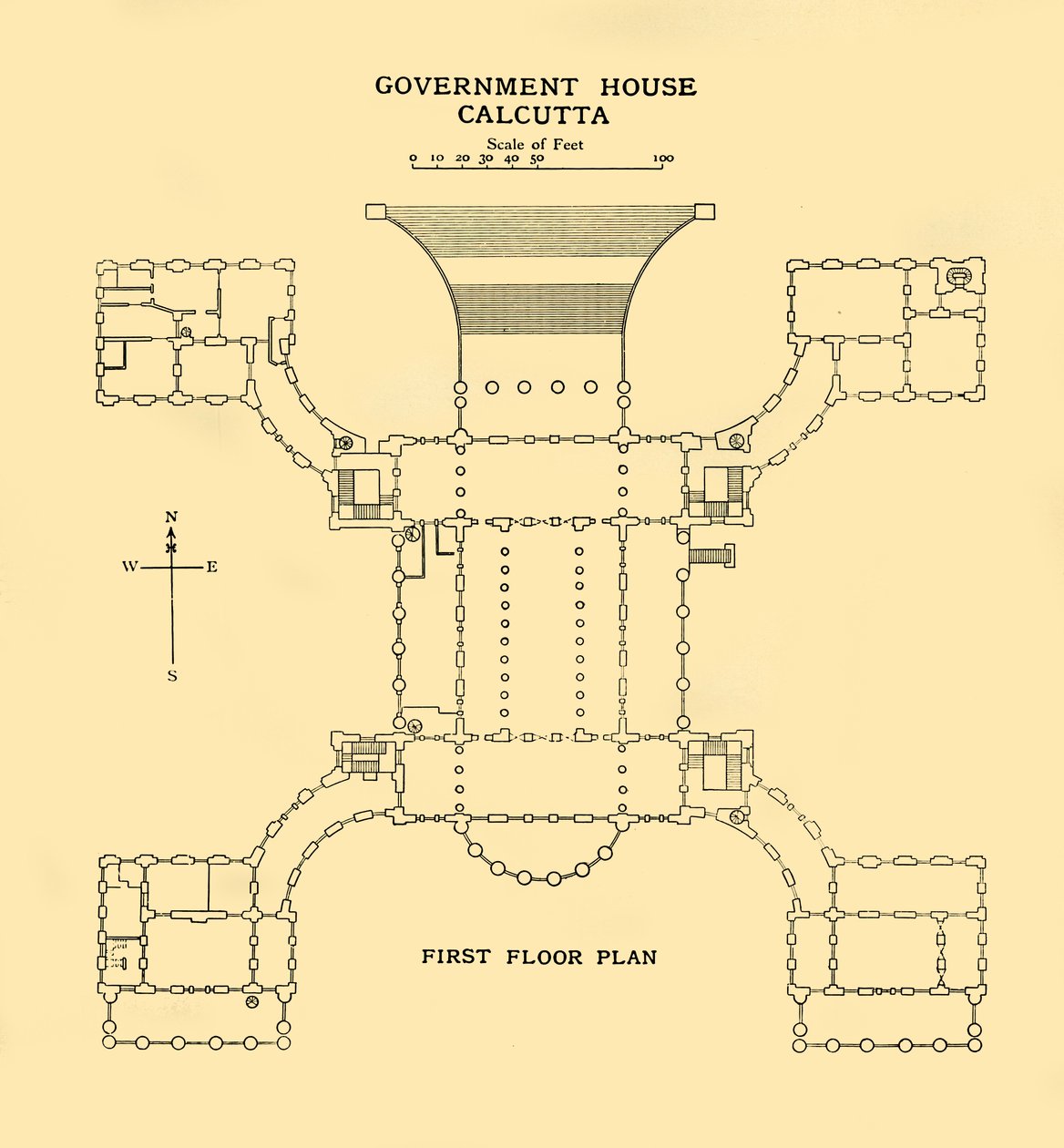 Regierungshaus Kalkutta - Grundriss des ersten Stocks, 1925 von Unbekannt