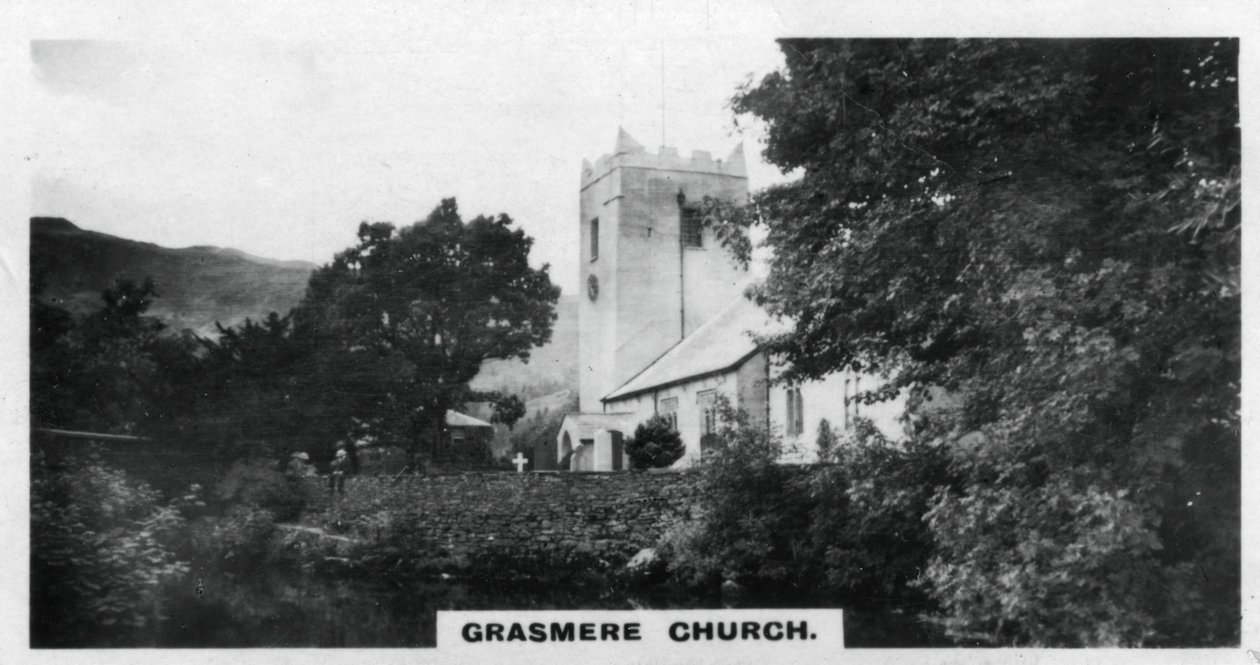 Grasmere Kirche, Wordsworths Grabstätte, Cumbria, um 1920er Jahre von Unbekannt