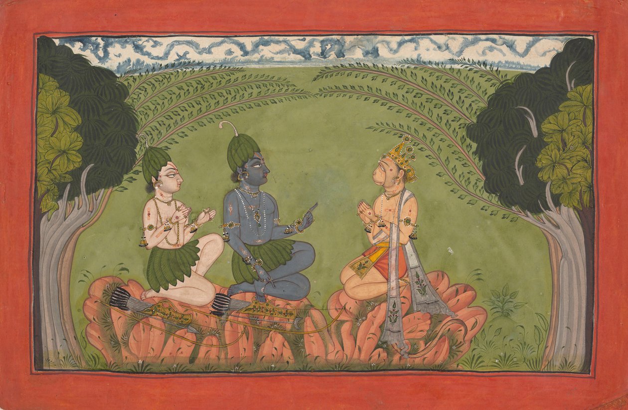 Hanuman vor Rama und Lakshmana, aus der verstreuten 