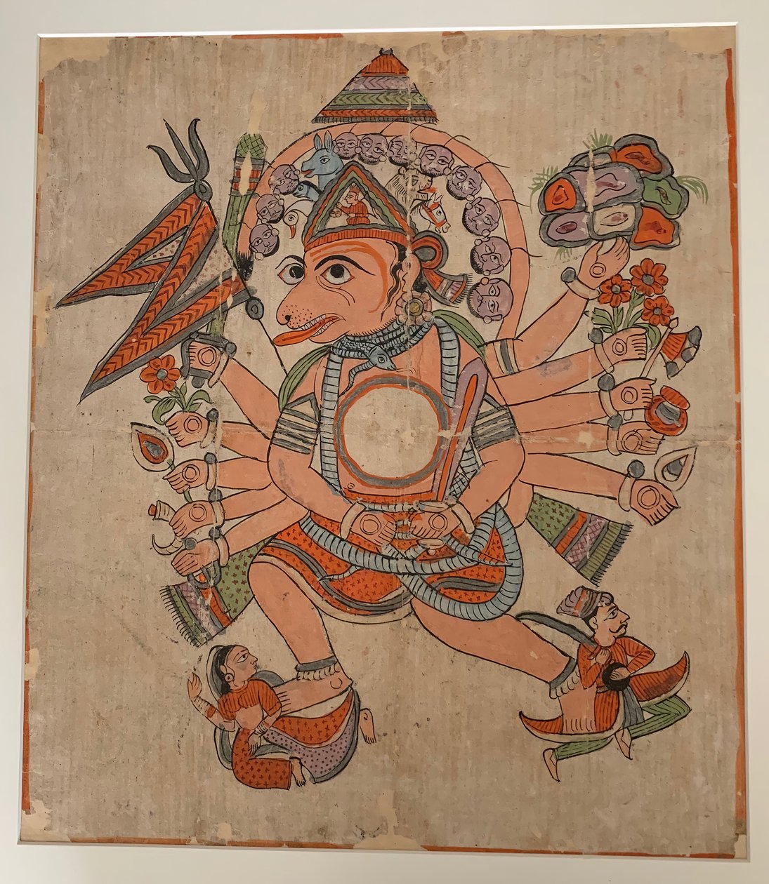 Hanuman in seiner tantrischen fünfköpfigen Pancha Mukha Form, ca. späte 19. Jahrhundert von Unbekannt