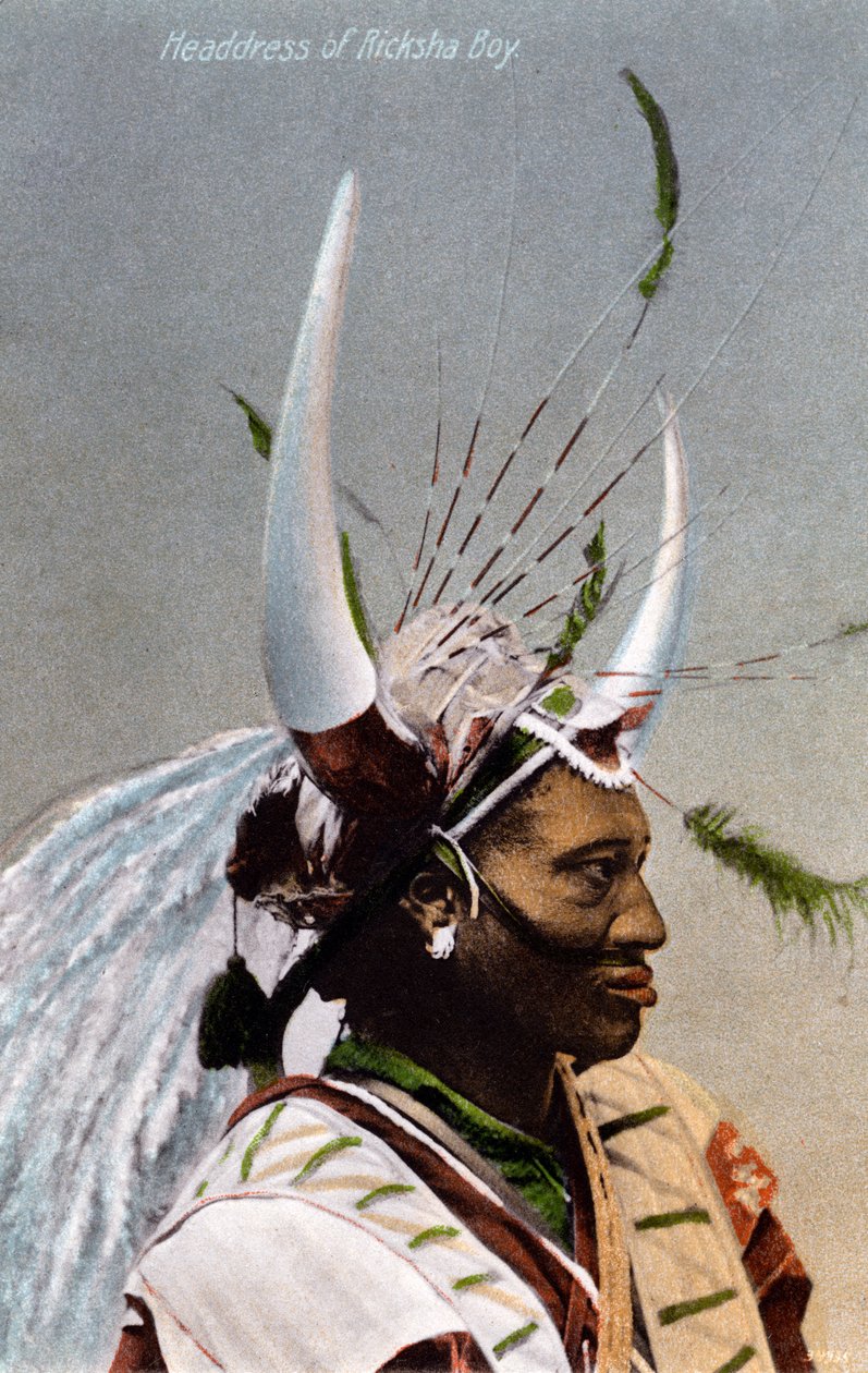 Kopfschmuck eines Ricksha-Jungen, Durban, 1917 von Unbekannt