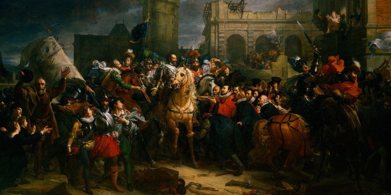 Heinrich IV. von Frankreich zieht in Paris ein, 22. März 1594, 19. Jahrhundert von Unbekannt