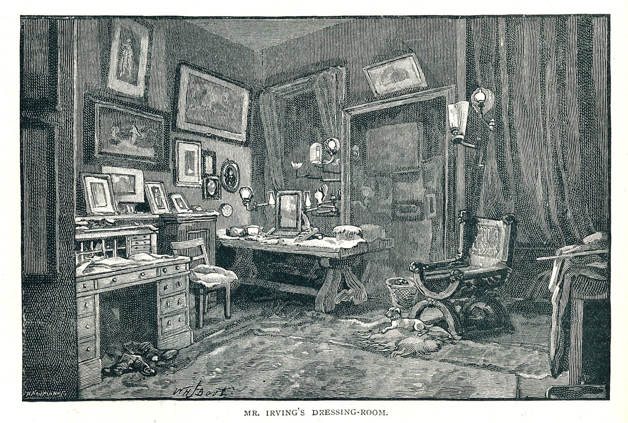 Henry Irvings Ankleidezimmer, 1891 von Unbekannt