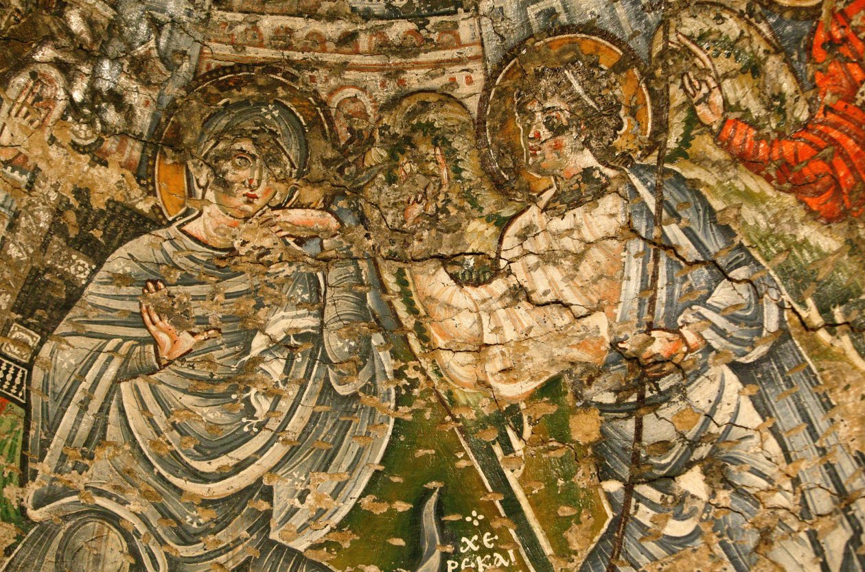 Kloster der Heiligen Jungfrau und des Heiligen Johannes: Fresko aus dem 9. Jahrhundert: Die Verkündigung von Unbekannt