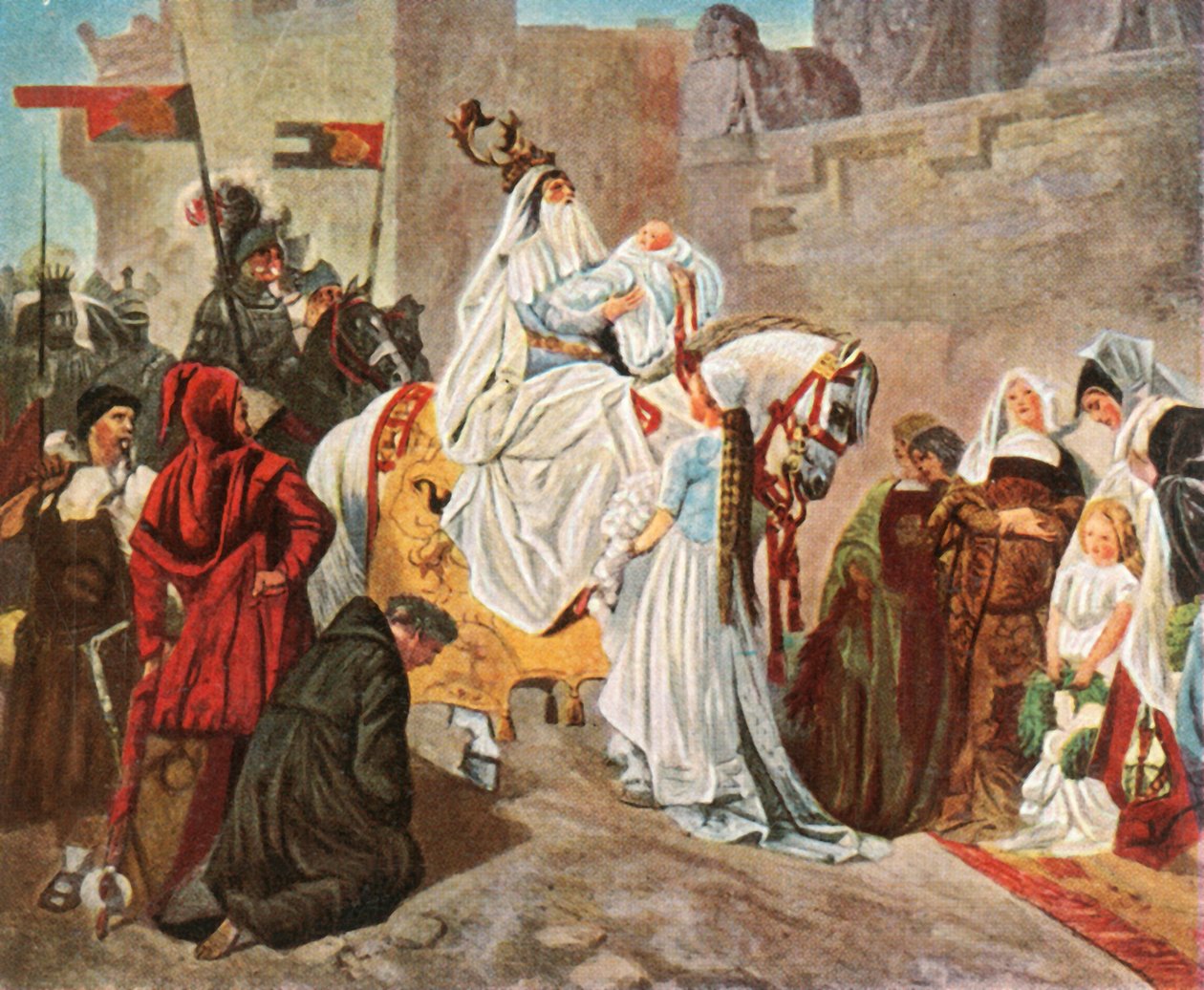 Heimkehr von Eberhard von Württemberg nach der Schlacht von Döffingen, 1388, 1936 von Unbekannt