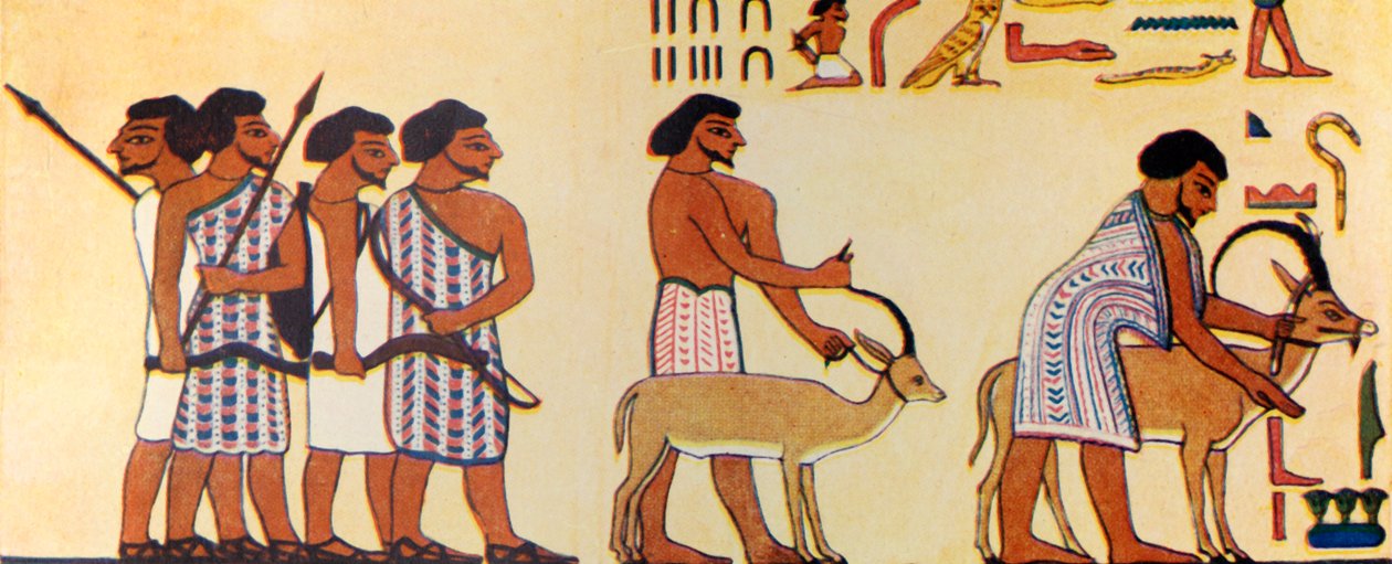 Wie ein alter Ägypter die Ankunft der Israeliten in Ägypten malte, ca. 1930 von Unbekannt