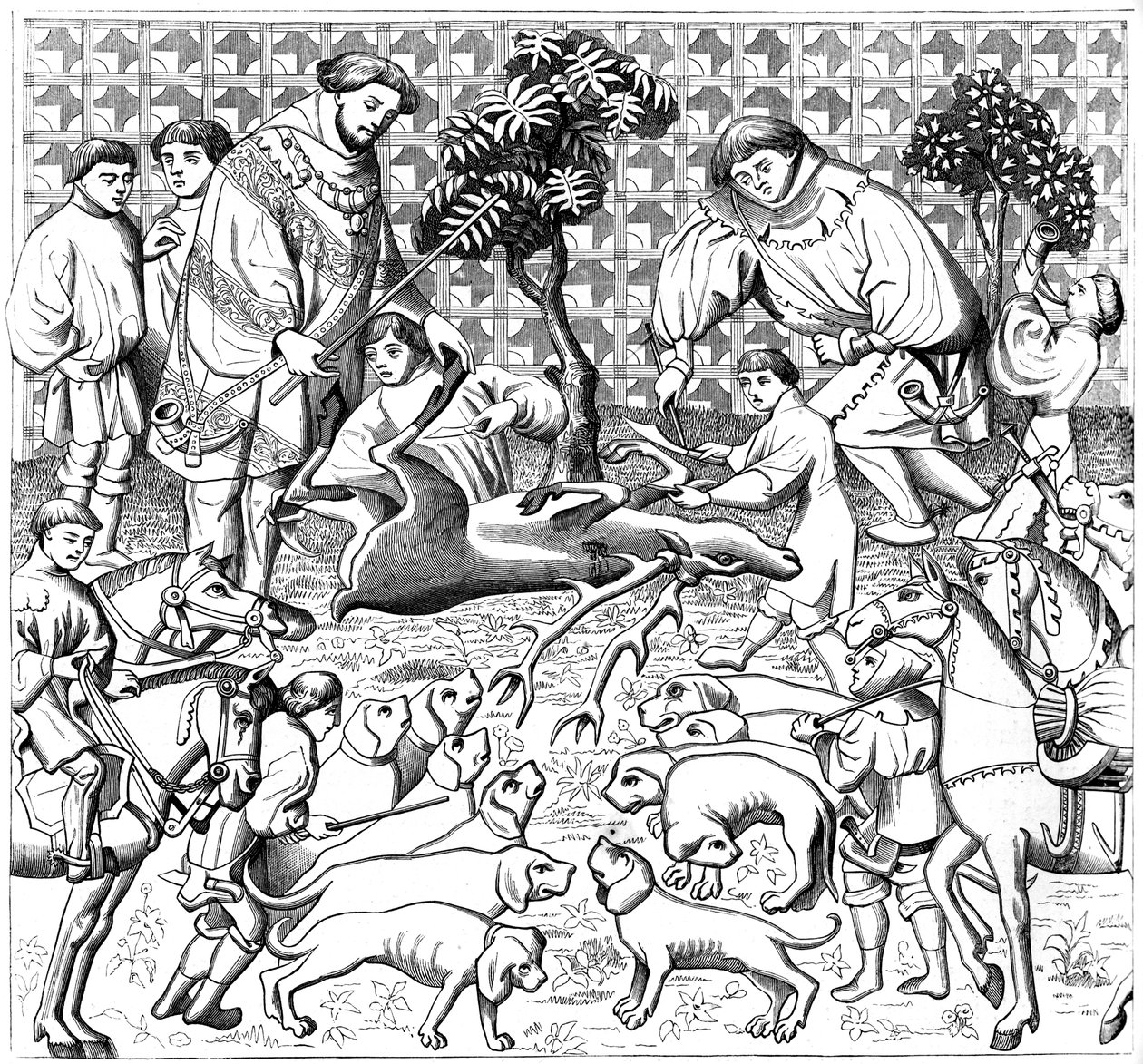 Wie man einen Hirsch häutet, 15. Jahrhundert, 1849 von Unbekannt