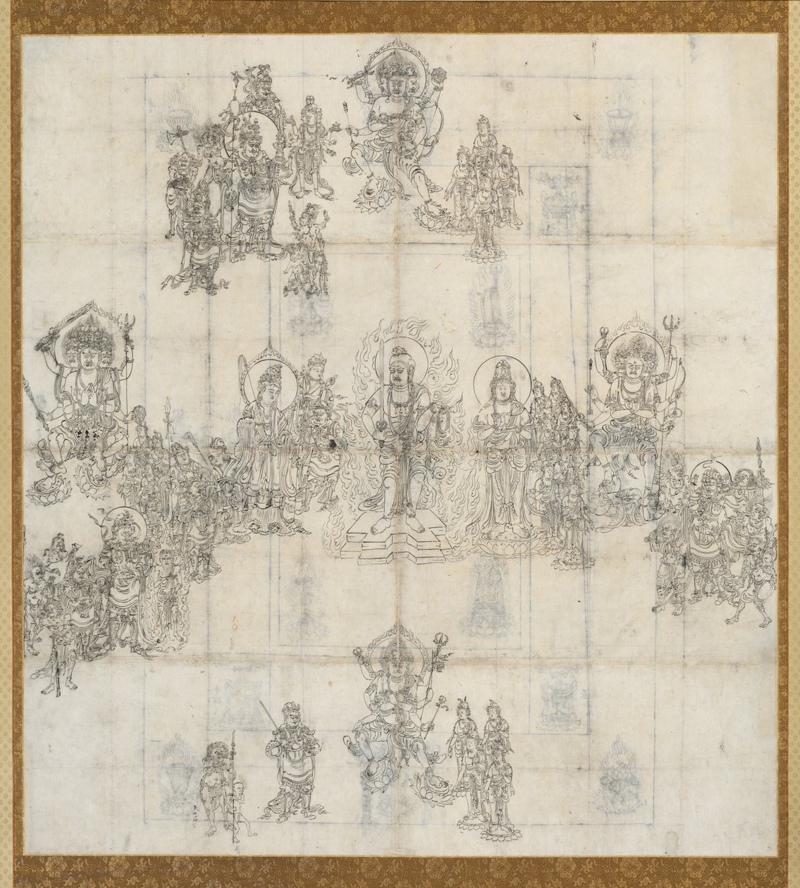 Ikonographische Skizze Zuzo für das Sutra-Mandala der Wohlwollenden Könige, 1100er von Unbekannt