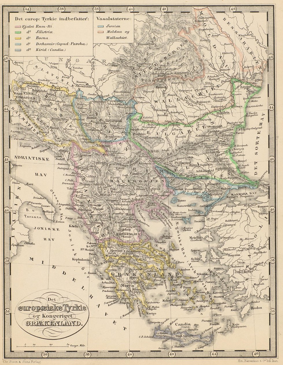 Illustration aus dem Buch Atlas over alle Jordens Dele von unbekanntem Autor und veröffentlicht von Chr. Steen & Søn (Kjøbenhavn, 1857) von Unbekannt