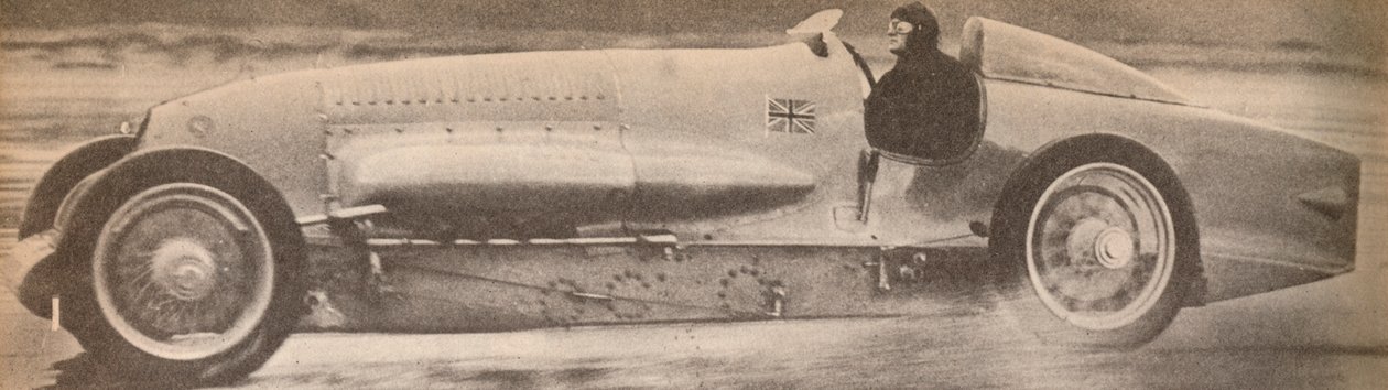 Im Januar 1927 brach Major Malcolm Campbell in seinem berühmten Bluebird den Weltrekord für Landgeschwindigkeit von Unbekannt