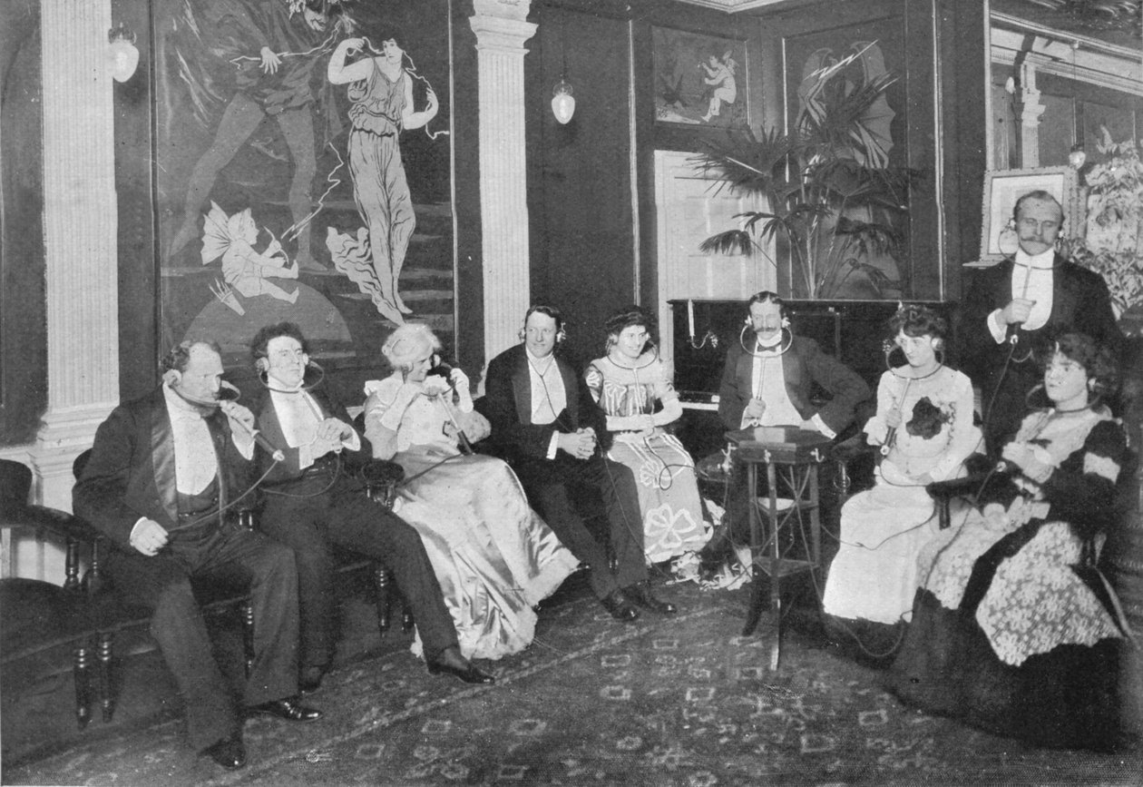 Im Elektrofon-Salon, Gerrard Street, London, um 1903 von Unbekannt