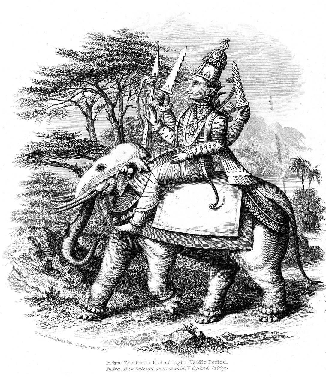 Indra, Hauptgott der vedischen Götter Indiens, auf seinem Elefanten, ca. 1880 von Unbekannt