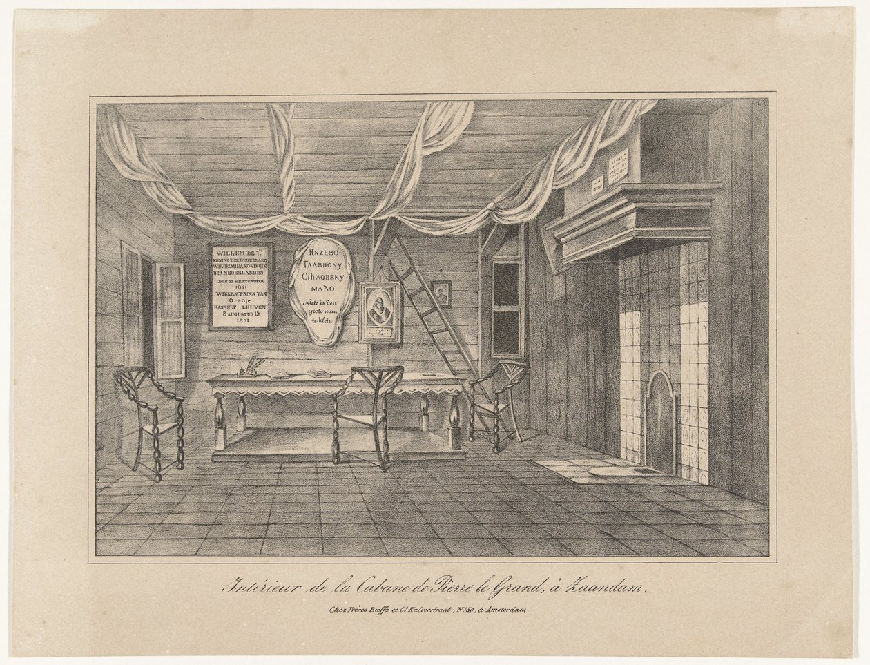 Innenraum des Hauses von Zar Peter in Zaandam, 1697, Mitte des 19. Jahrhunderts von Unbekannt