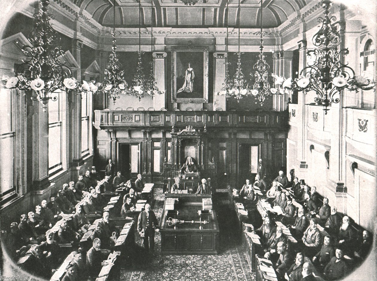 Innenraum des Abgeordnetenhauses, Kapstadt, Südafrika, 1895 von Unbekannt