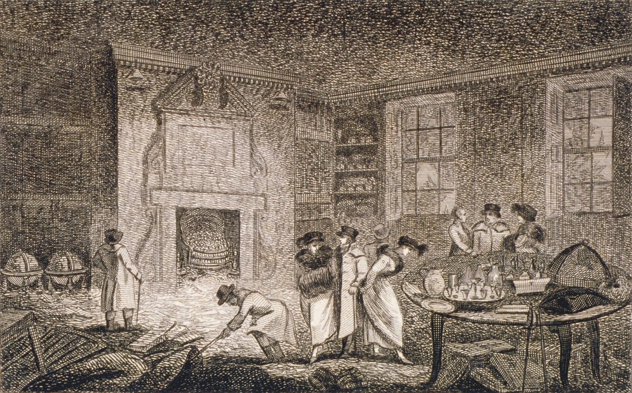 Innenansicht der Räumlichkeiten von Nathaniel Bentley, Leadenhall Street, City of London von Unbekannt