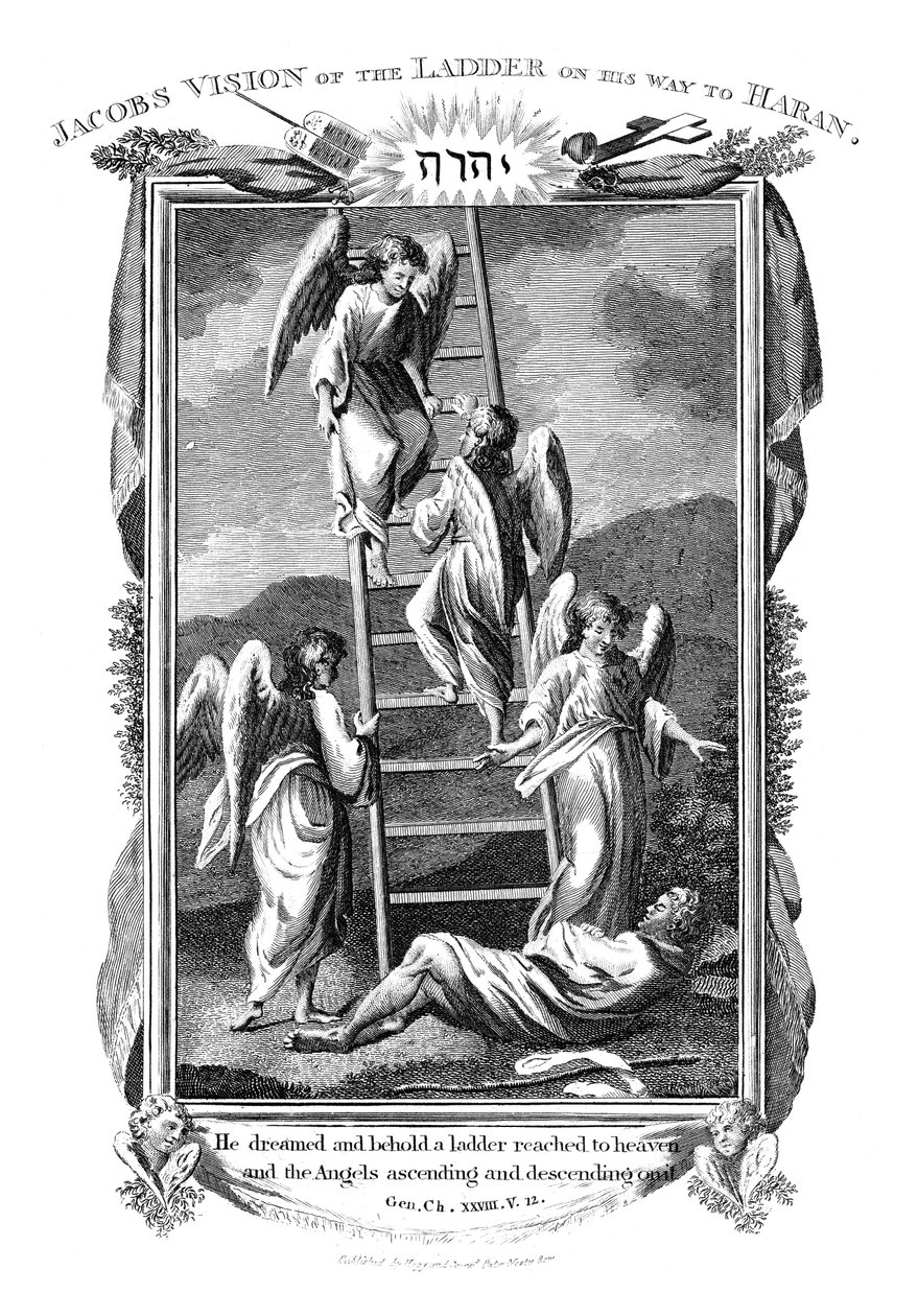 Jakobs Traum von Engeln, die die Leiter zum Himmel hinauf- und hinabsteigen, ca. 1808 von Unbekannt