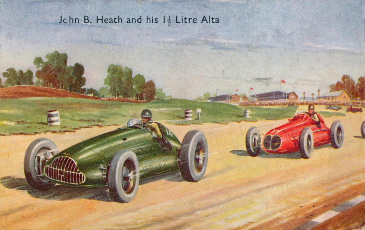 John B. Heath und sein 1 1/2 Liter Alta, um 1953 von Unbekannt