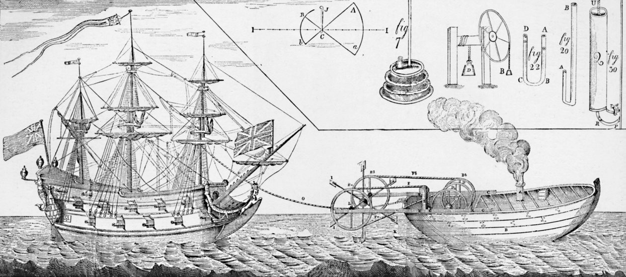 Jonathan Hulls Dampfschlepper, 1736, 1904 von Unbekannt