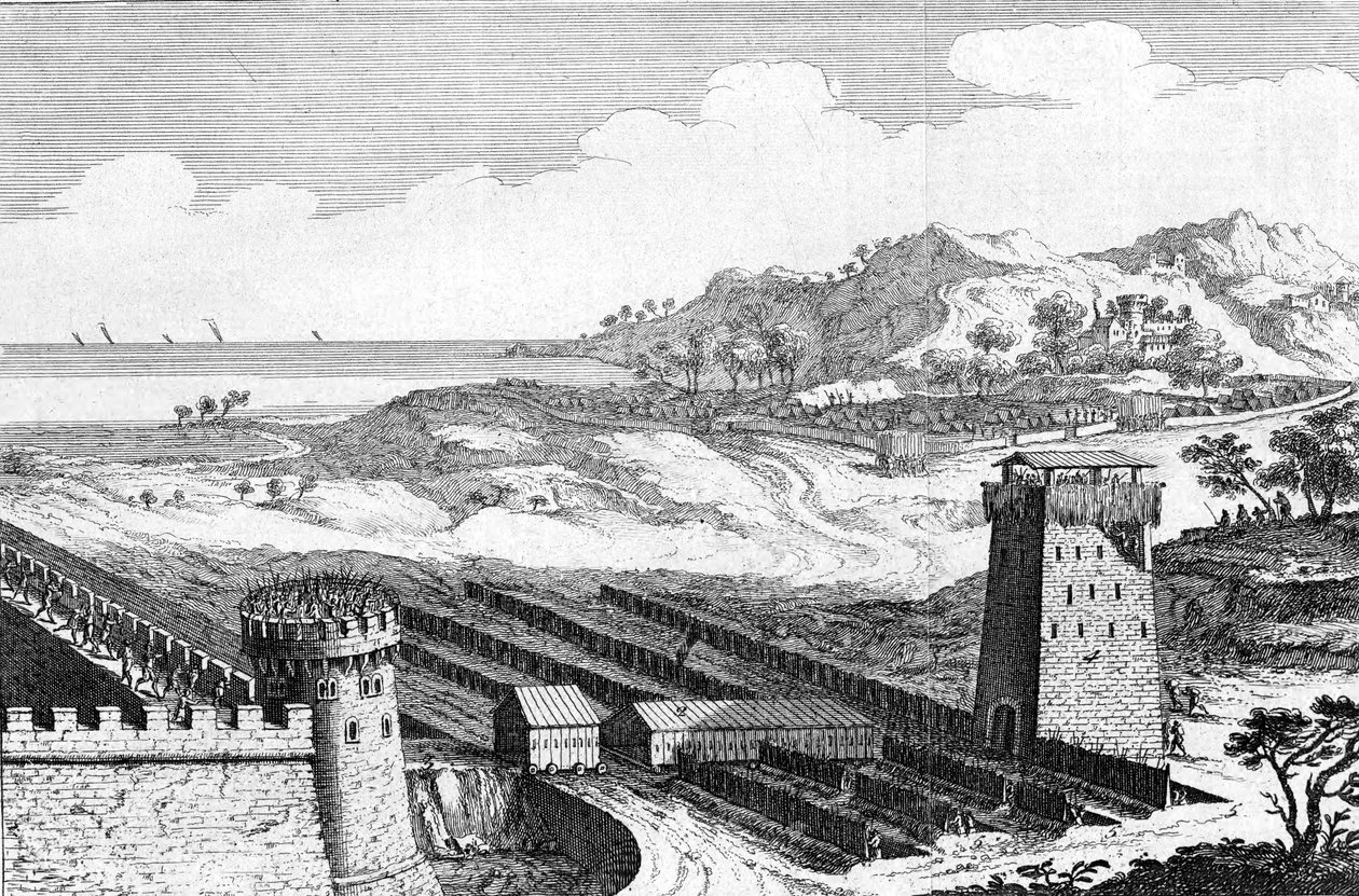 Julius Cäsars Belagerung von Marseille, 49 v. Chr., 18. Jahrhundert von Unbekannt