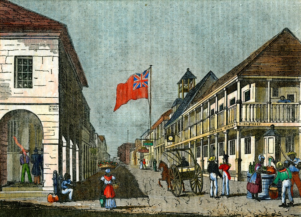 Kreuzung von Harbour Street und King Street, Kingston, Jamaika, um 1835 von Unbekannt