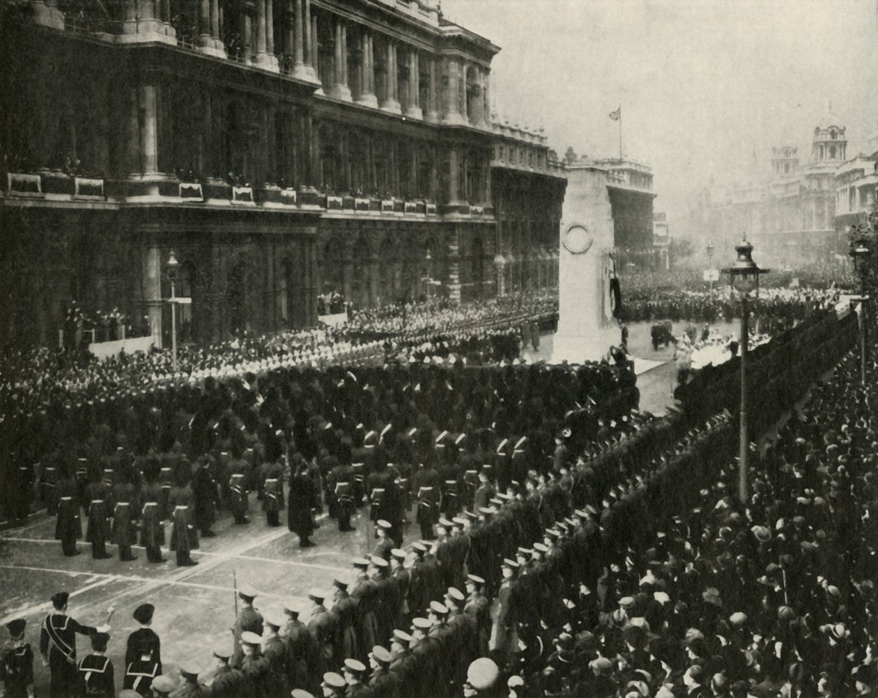 König George VI. bei der Teilnahme an der Waffenstillstandszeremonie am Kenotaph, Whitehall, 11. November 1936, 1937 von Unbekannt