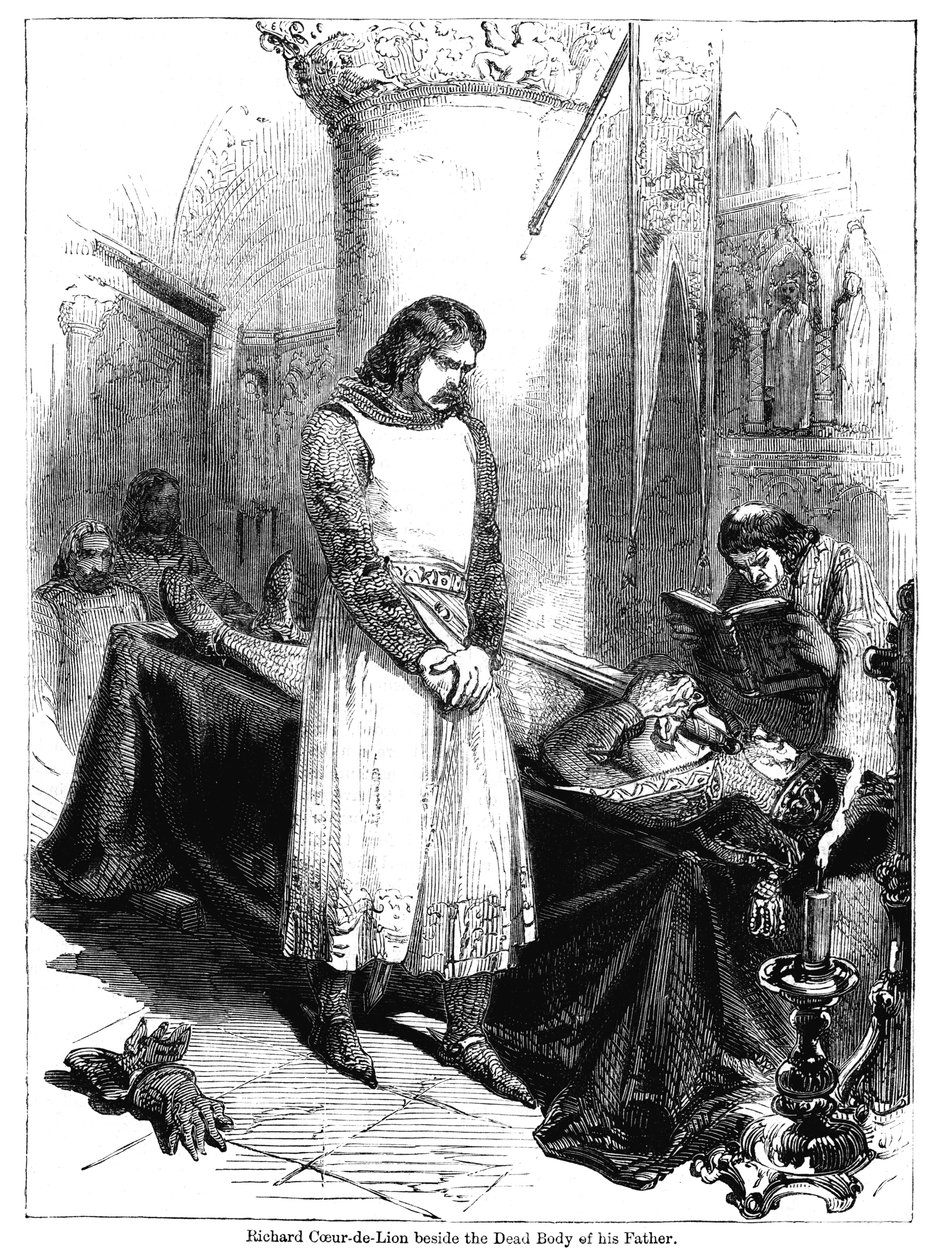 König Richard I. neben dem toten Körper seines Vaters, König Heinrich II., 1189 von Unbekannt