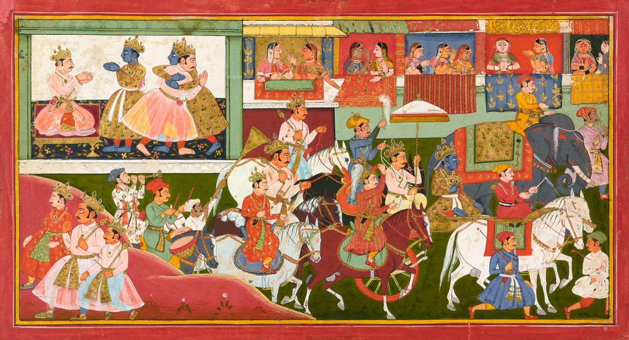 Krishna verabschiedet sich, Folio aus einem Bhagavata Purana von Unbekannt