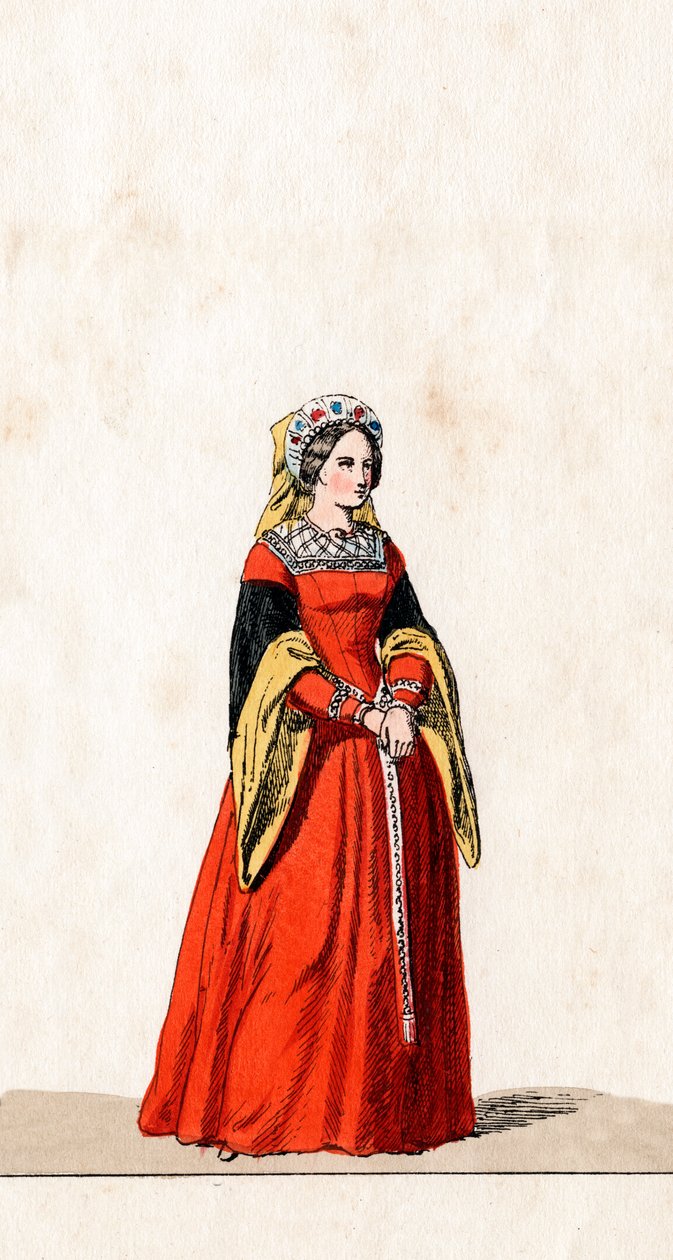 Hofdame, Kostümentwurf für Shakespeares Stück Heinrich VIII von Unbekannt