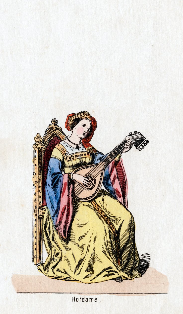 Hofdame, Kostümentwurf für Shakespeares Stück Heinrich VIII, 19. Jahrhundert von Unbekannt