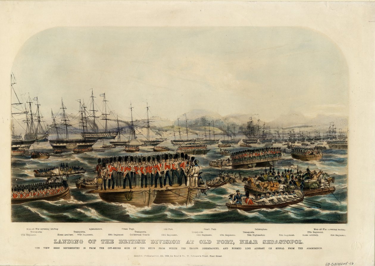 Landung der britischen Division am Alten Fort, in der Nähe von Sewastopol, 1854 von Unbekannt