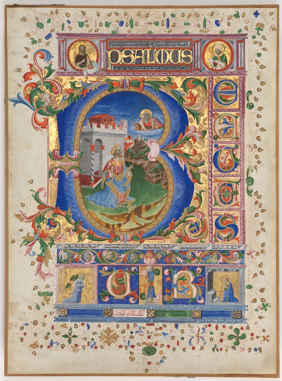 Blatt aus einem Psalter mit historiierter Initiale B: König David, ca. 1450 von Unbekannt