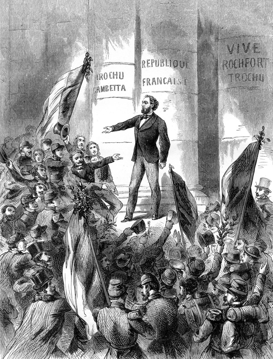 Leon Gambetta proklamiert die Republik Frankreich, 4. September 1870 von Unbekannt