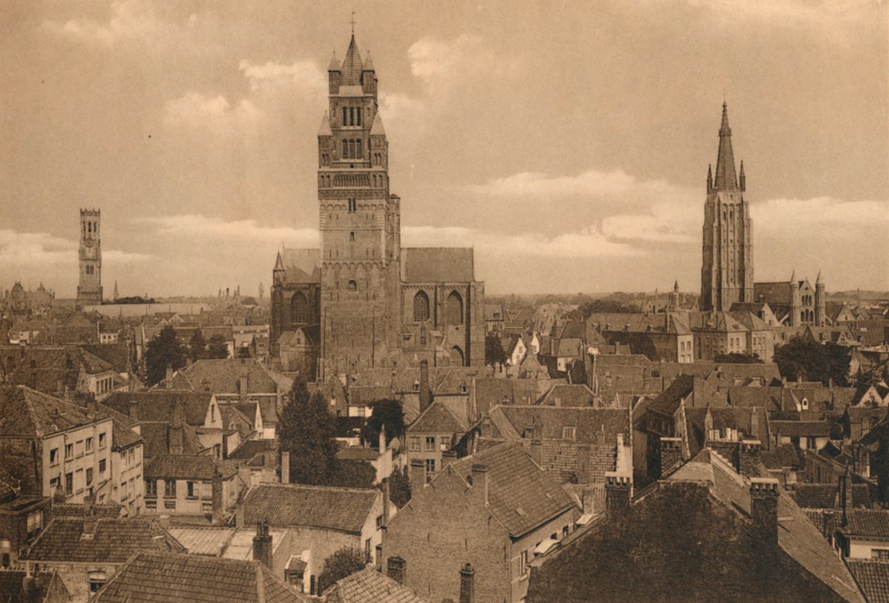 Les trois Tours Beffroi, Cathédrale et Eglise Notre-Dame, ca. 1928 von Unbekannt